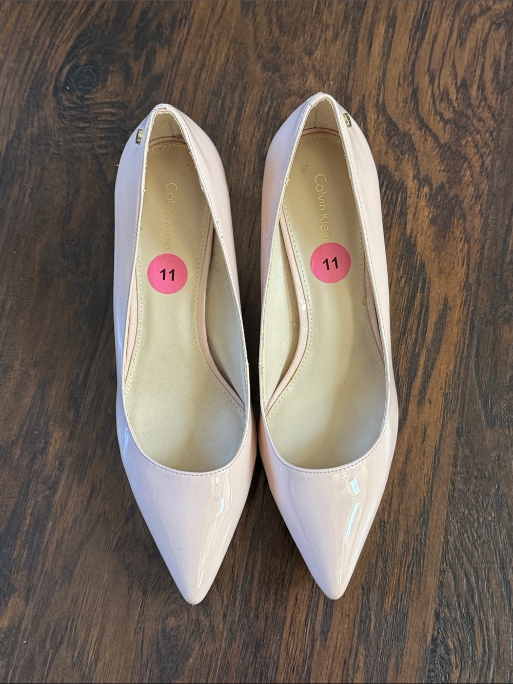 Calvin Klein Pale Pink Patent Pointed-Toe Heels